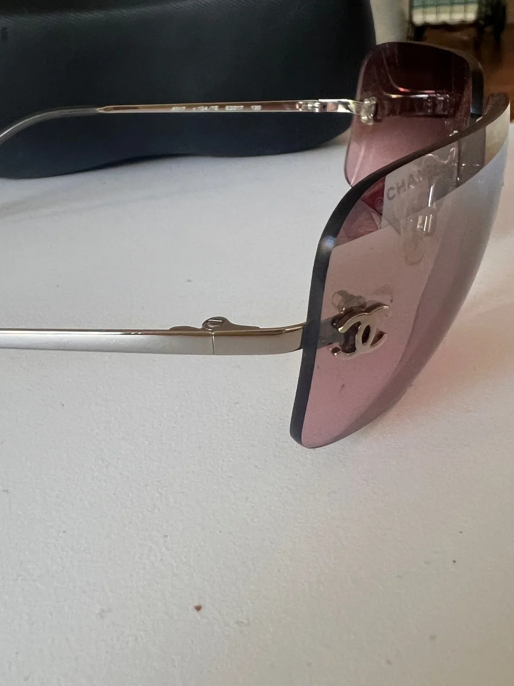Vintage Chanel 4017 Rimless Pink Gradient Sunglasses C.124/7E Y2K CC Logo + Case